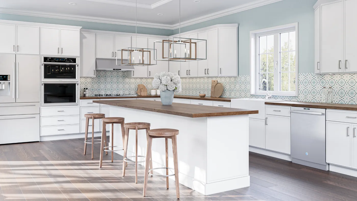 Edgeline White cabinets installed — Highland Collection