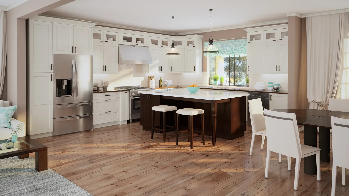 Shaker Antique White cabinets installed — Highland Collection