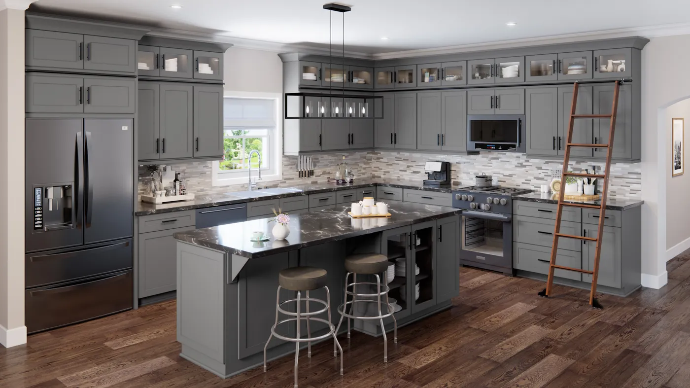 Shaker Grey cabinets installed — Highland Collection