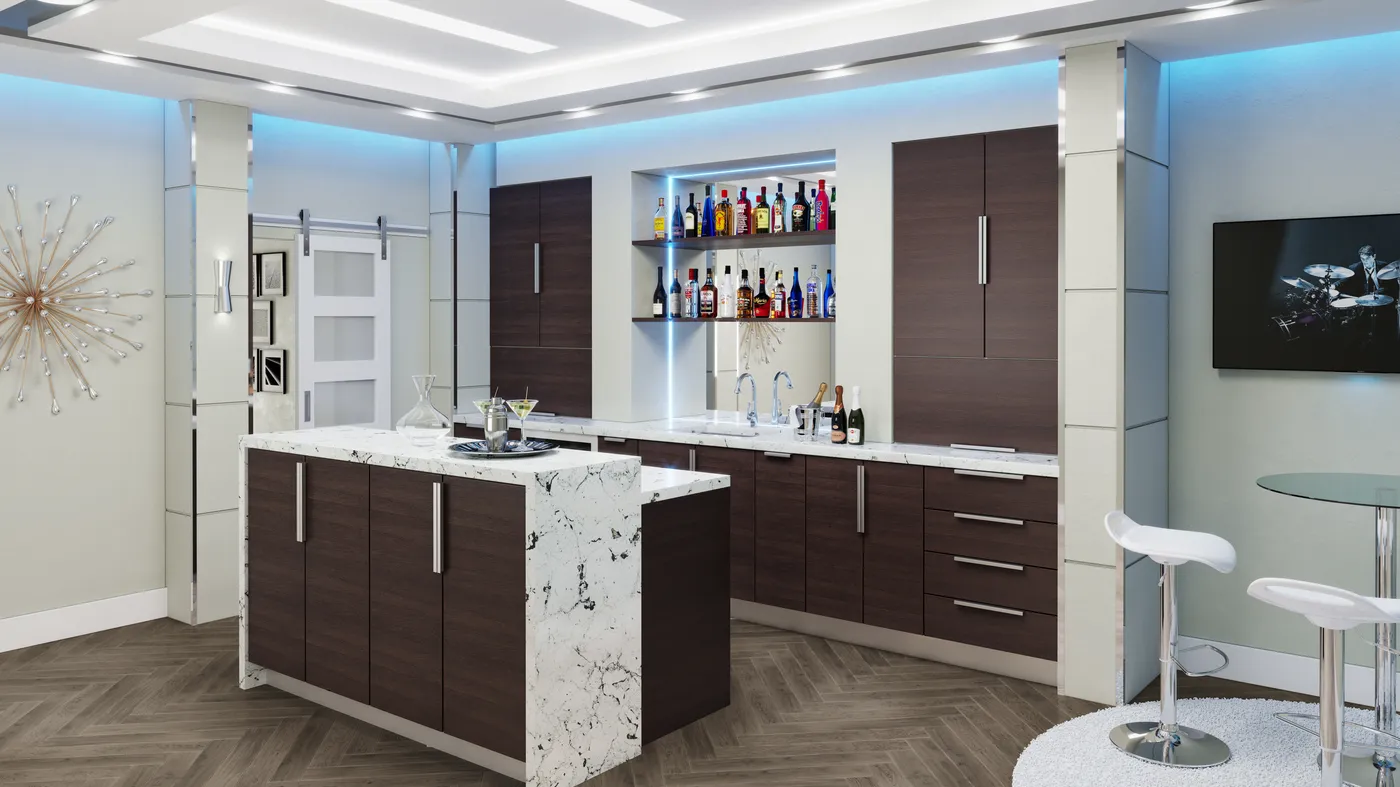 Torino Dark Wood cabinets installed — AltaEuro Collection
