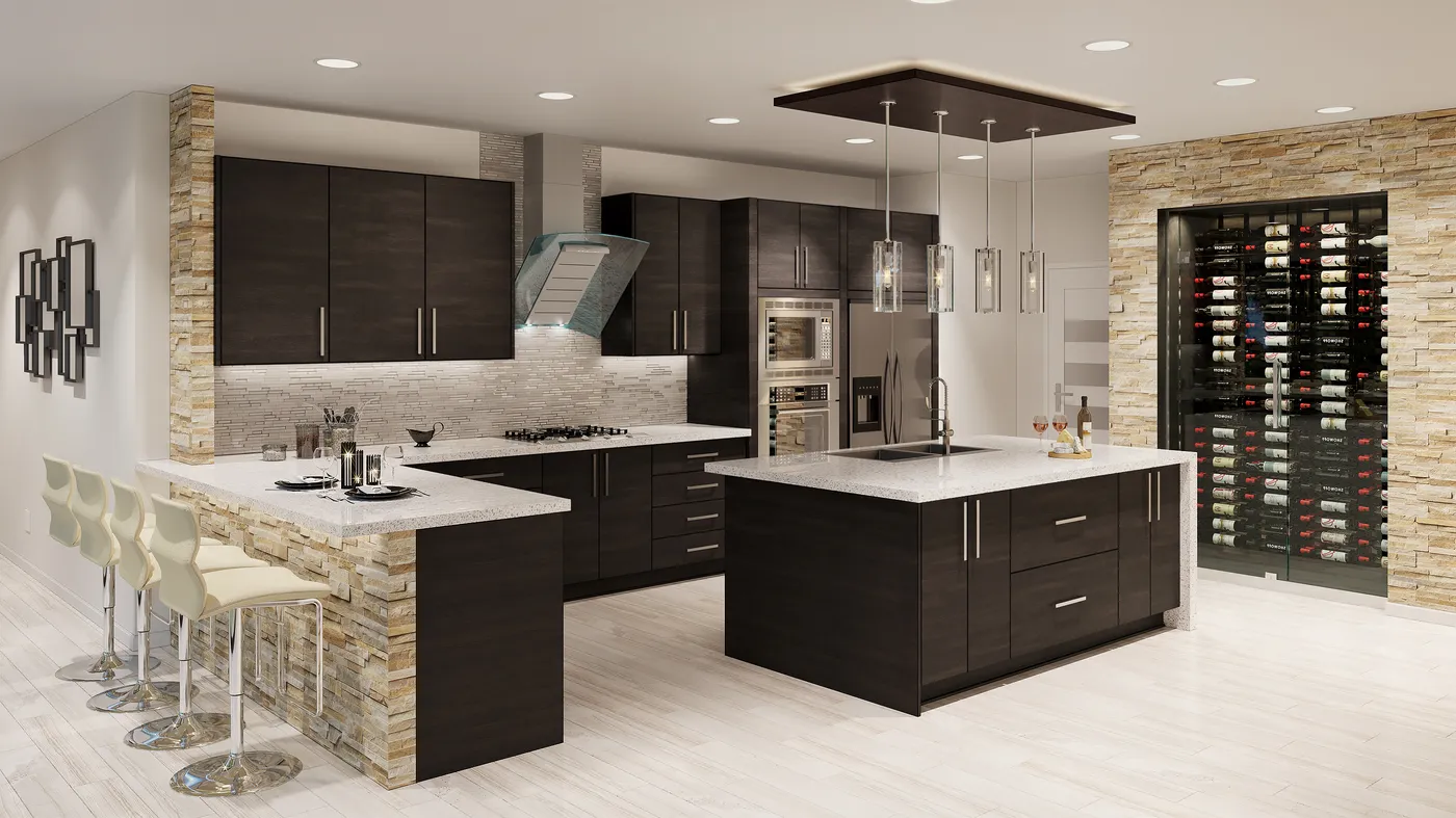Torino Dark Wood cabinets installed — AltaEuro Collection