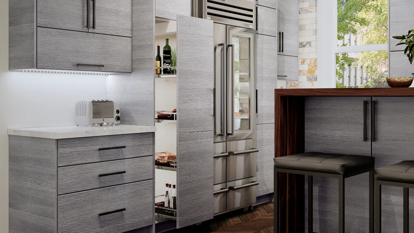 Torino Grey Wood cabinets installed — AltaEuro Collection